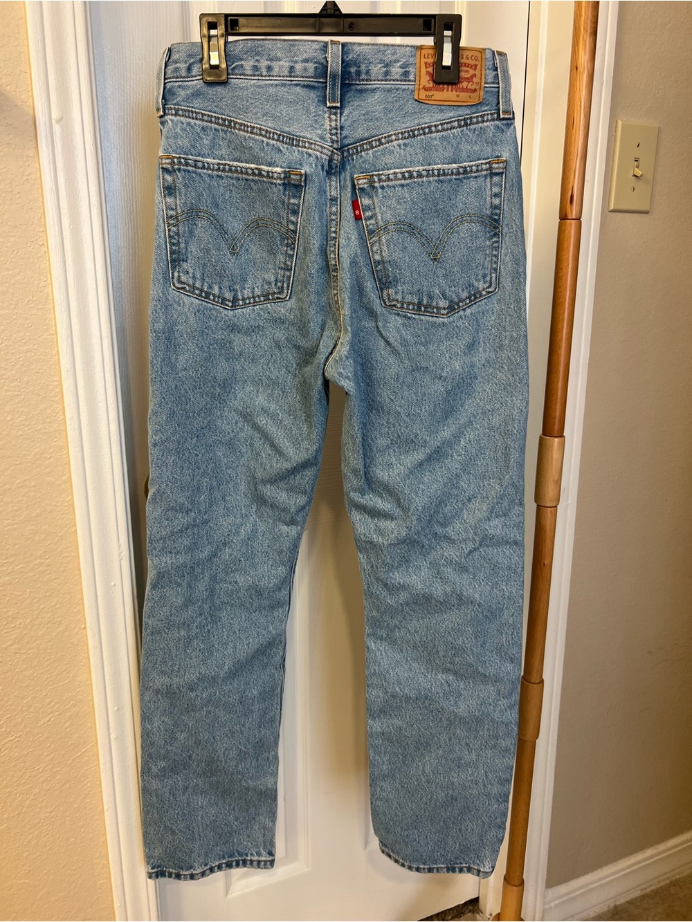 Levi's Light Wash Straight Leg Distressed Jeans - Picture 4 of 6